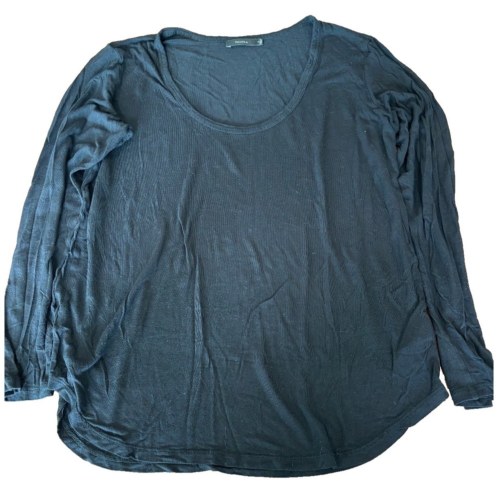 Aritzia Talula black viscose round neck long sleeve tee womens'‎ sz small